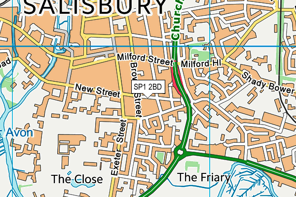 SP1 2BD map - OS VectorMap District (Ordnance Survey)