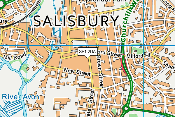 SP1 2DA map - OS VectorMap District (Ordnance Survey)