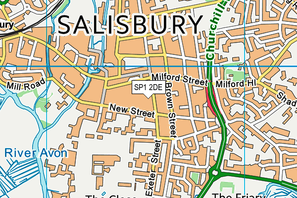 SP1 2DE map - OS VectorMap District (Ordnance Survey)