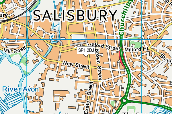 SP1 2DJ map - OS VectorMap District (Ordnance Survey)