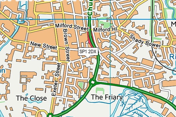 SP1 2DX map - OS VectorMap District (Ordnance Survey)