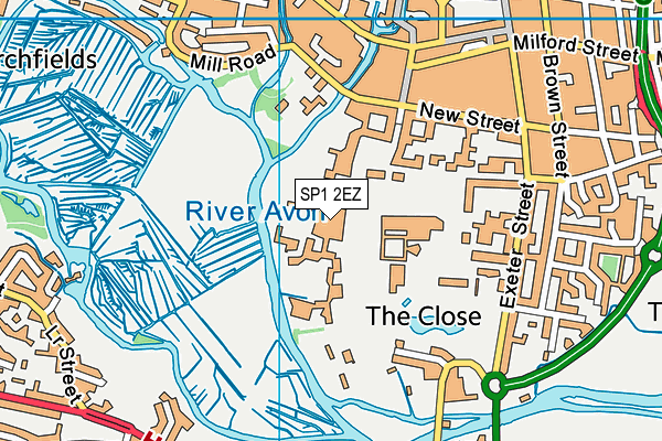 SP1 2EZ map - OS VectorMap District (Ordnance Survey)