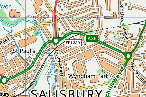 SP1 3AD map - OS VectorMap District (Ordnance Survey)