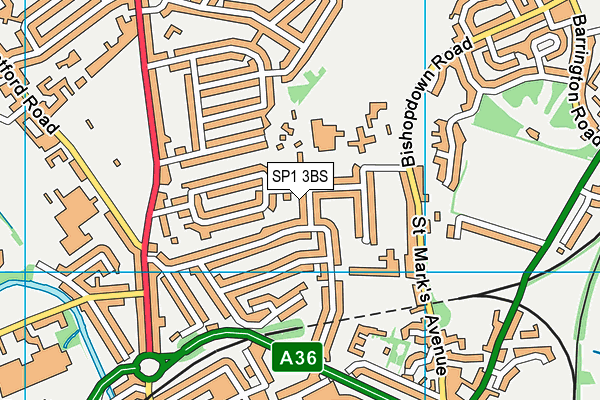 SP1 3BS map - OS VectorMap District (Ordnance Survey)