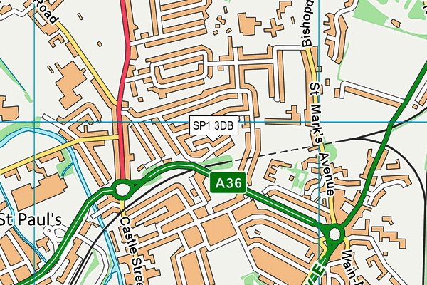 SP1 3DB map - OS VectorMap District (Ordnance Survey)