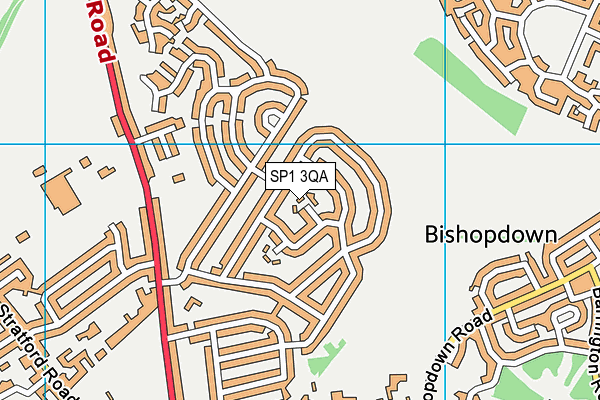 SP1 3QA map - OS VectorMap District (Ordnance Survey)