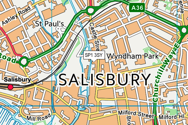 SP1 3SY map - OS VectorMap District (Ordnance Survey)