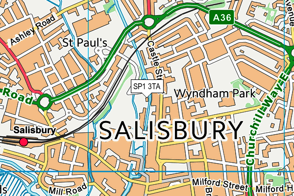 SP1 3TA map - OS VectorMap District (Ordnance Survey)