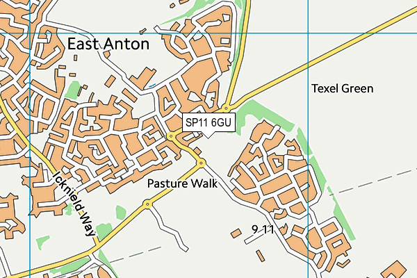 SP11 6GU map - OS VectorMap District (Ordnance Survey)