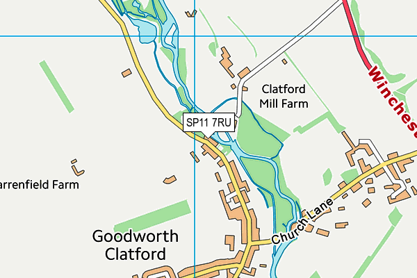 SP11 7RU map - OS VectorMap District (Ordnance Survey)