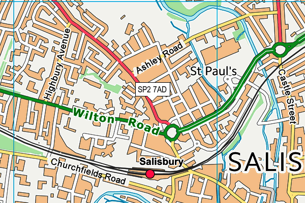 SP2 7AD map - OS VectorMap District (Ordnance Survey)