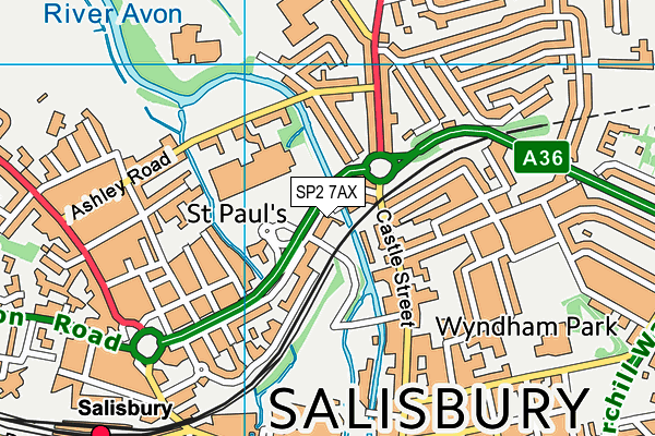 SP2 7AX map - OS VectorMap District (Ordnance Survey)