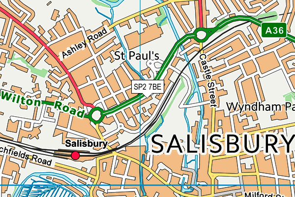 SP2 7BE map - OS VectorMap District (Ordnance Survey)