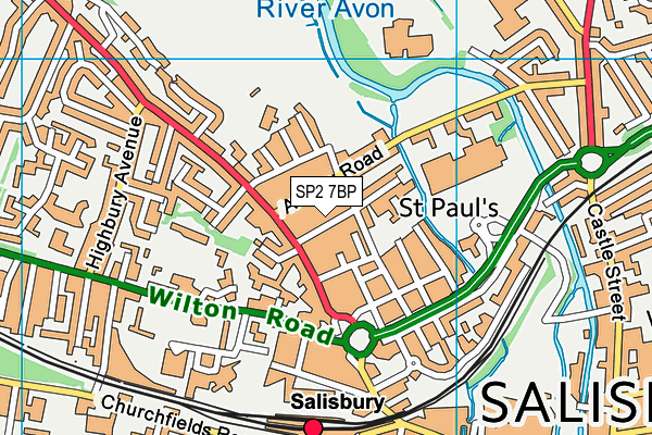 SP2 7BP map - OS VectorMap District (Ordnance Survey)