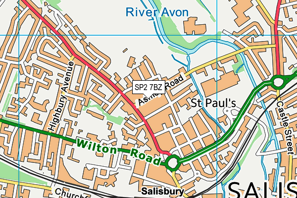 SP2 7BZ map - OS VectorMap District (Ordnance Survey)