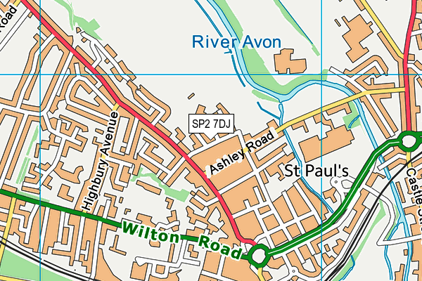 SP2 7DJ map - OS VectorMap District (Ordnance Survey)