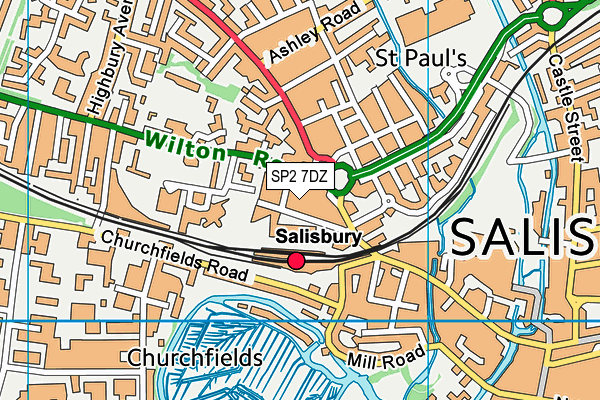 SP2 7DZ map - OS VectorMap District (Ordnance Survey)