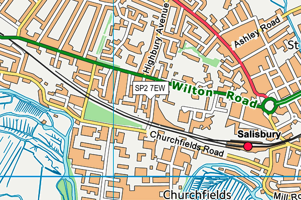 SP2 7EW map - OS VectorMap District (Ordnance Survey)