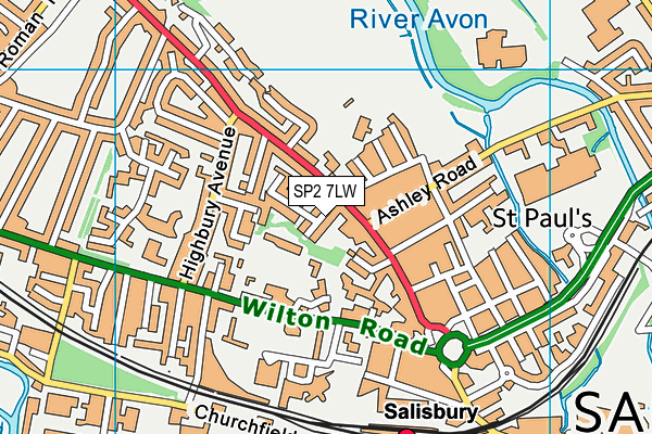 SP2 7LW map - OS VectorMap District (Ordnance Survey)