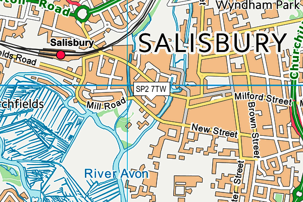 SP2 7TW map - OS VectorMap District (Ordnance Survey)