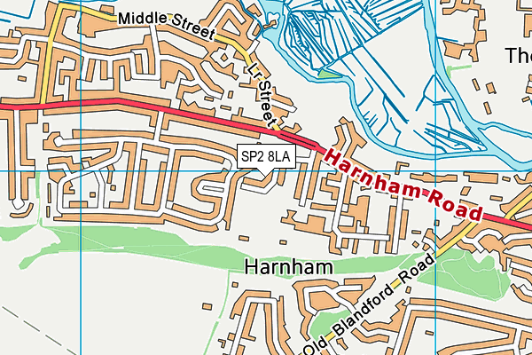 Harnham Community Sports & Social Club map (SP2 8LA) - OS VectorMap District (Ordnance Survey)