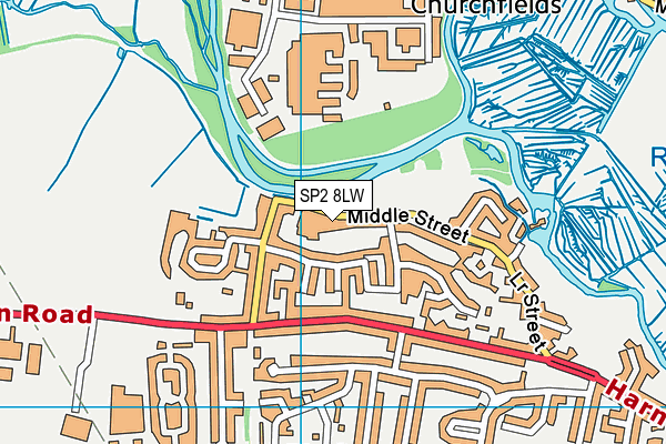 SP2 8LW map - OS VectorMap District (Ordnance Survey)