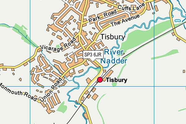 Tisbury Lower Recreation Ground map (SP3 6JR) - OS VectorMap District (Ordnance Survey)