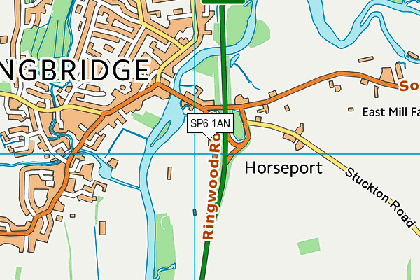 Fordingbridge Sports Club map (SP6 1AN) - OS VectorMap District (Ordnance Survey)