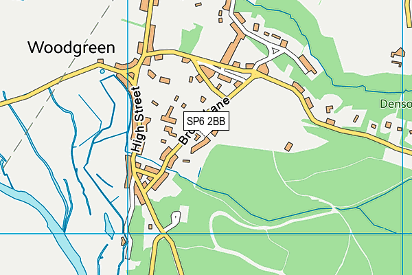 Woodgreen Cricket Club map (SP6 2BB) - OS VectorMap District (Ordnance Survey)