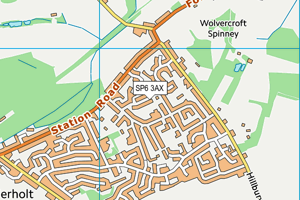 SP6 3AX map - OS VectorMap District (Ordnance Survey)