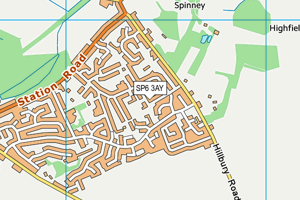 SP6 3AY map - OS VectorMap District (Ordnance Survey)