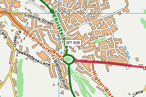 SP7 8DB map - OS VectorMap District (Ordnance Survey)