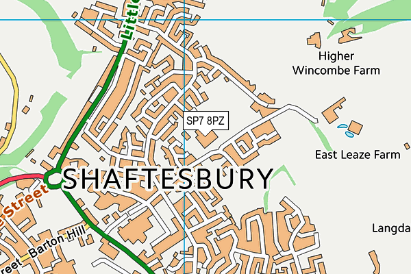 Shaftesbury Church Of England Primary School map (SP7 8PZ) - OS VectorMap District (Ordnance Survey)