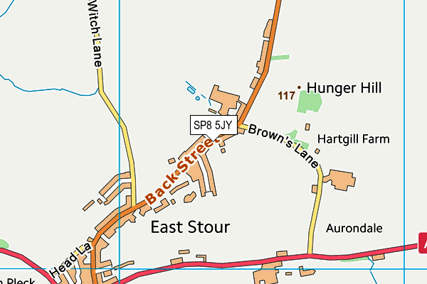 East Stour Village Hall map (SP8 5JY) - OS VectorMap District (Ordnance Survey)