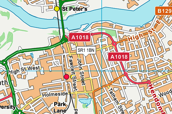 SR1 1BN map - OS VectorMap District (Ordnance Survey)