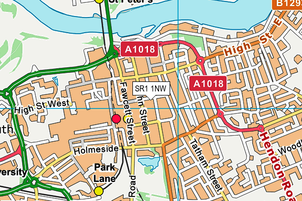 SR1 1NW map - OS VectorMap District (Ordnance Survey)