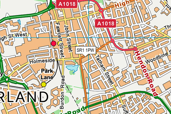 SR1 1PW map - OS VectorMap District (Ordnance Survey)