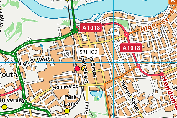 O'briens Fitness Centre (Closed) map (SR1 1QD) - OS VectorMap District (Ordnance Survey)