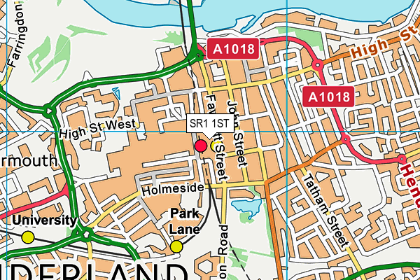 SR1 1ST map - OS VectorMap District (Ordnance Survey)