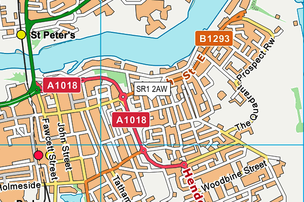 SR1 2AW map - OS VectorMap District (Ordnance Survey)