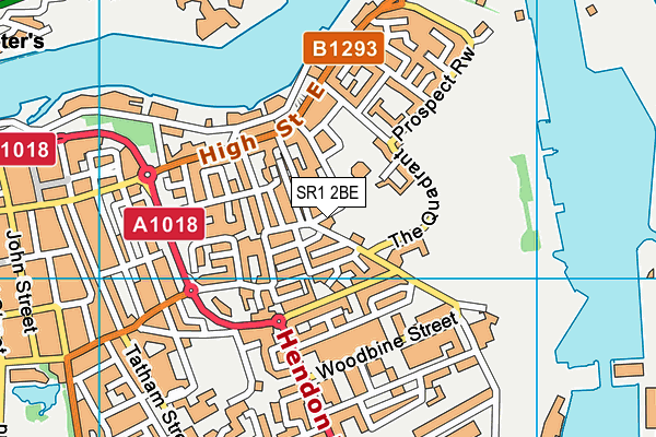 SR1 2BE map - OS VectorMap District (Ordnance Survey)