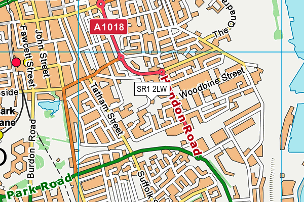 SR1 2LW map - OS VectorMap District (Ordnance Survey)