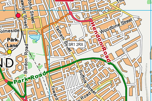 SR1 2RX map - OS VectorMap District (Ordnance Survey)