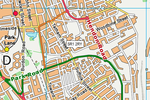 SR1 2RY map - OS VectorMap District (Ordnance Survey)