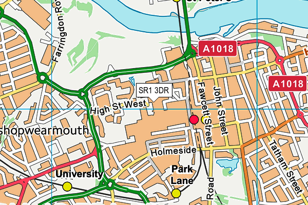 SR1 3DR map - OS VectorMap District (Ordnance Survey)