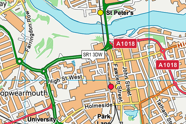 SR1 3DW map - OS VectorMap District (Ordnance Survey)