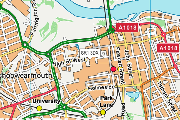 SR1 3DX map - OS VectorMap District (Ordnance Survey)