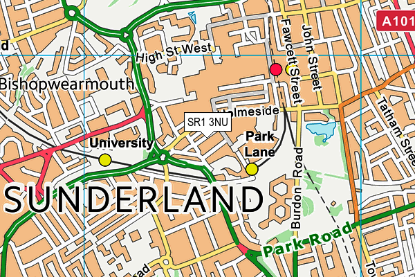 SR1 3NU map - OS VectorMap District (Ordnance Survey)