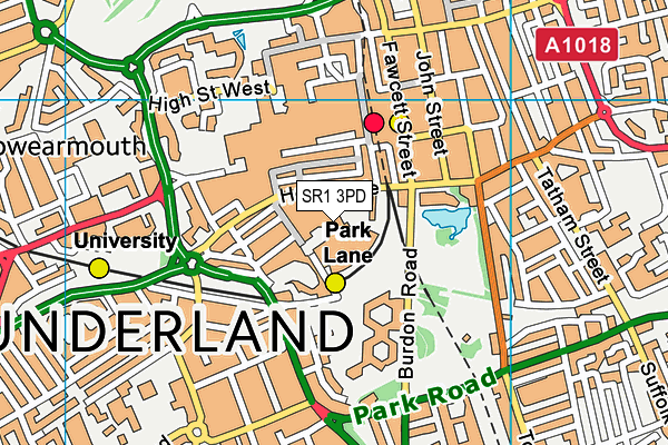 SR1 3PD map - OS VectorMap District (Ordnance Survey)