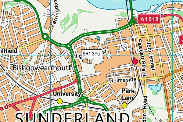 SR1 3PU map - OS VectorMap District (Ordnance Survey)